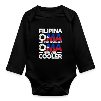 Filipina Philippinenische Oma Philippinen - Baby Bio-Langarm-Body - Schwarz - Vorne