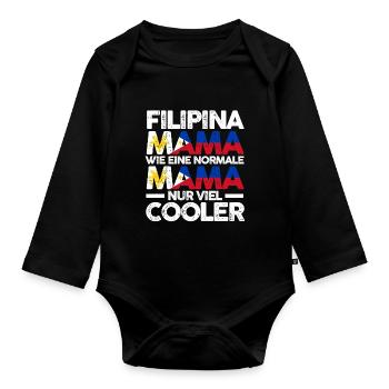 Filipina Philippinenische Mama Philippinen Mutter - Baby Bio-Langarm-Body - Schwarz - Vorne