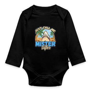 Fossil Tooth Collector Design for a Shark Fossil - Organic Longsleeve Baby Bodysuit - black - Front