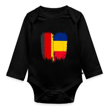Allemagne Drapeau Roumanie - Body Bébé bio manches longues - noir - Devant
