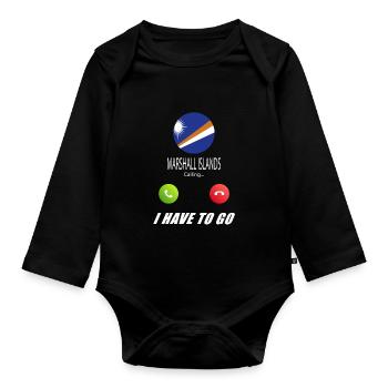 Marshall Islands calls to Lusiger flags saying - Organic Longsleeve Baby Bodysuit - black - Front