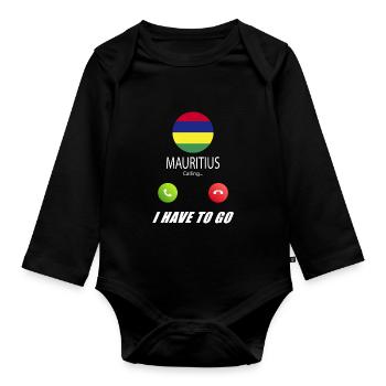 Mauritius calls lusiger flags saying - Organic Longsleeve Baby Bodysuit - black - Front
