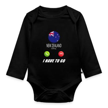 La Nouvelle-Zélande appelle les drapeaux lusiger en disant - Body Bébé bio manches longues - noir - Devant