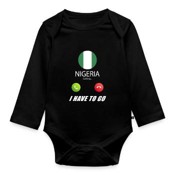 Nigeria ruft an Lusiger Flaggen Spruch - Baby Bio-Langarm-Body - Schwarz - Vorne