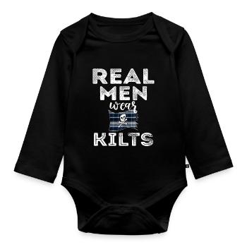 Kilt Männer Spruch Schottenrock - Baby Bio-Langarm-Body - Schwarz - Vorne