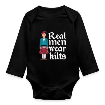 Kilt Männer Spruch Schottenrock - Baby Bio-Langarm-Body - Schwarz - Vorne