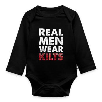 Kilt Männer Spruch Schottenrock - Baby Bio-Langarm-Body - Schwarz - Vorne