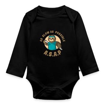 Faultier Läufer ASAP Langsam Sport Wettkampf Witz - Baby Bio-Langarm-Body - Schwarz - Vorne