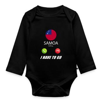 Samoa calls lusiger flags saying - Organic Longsleeve Baby Bodysuit - black - Front