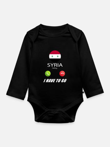 Syrien ruft an Lusiger Flaggen Spruch - Baby Bio-Langarm-Body - Schwarz