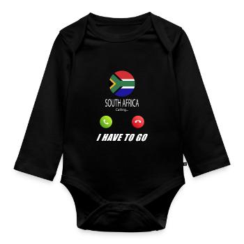 Südafrika ruft an Lusiger Flaggen Spruch - Baby Bio-Langarm-Body - Schwarz - Vorne