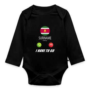 Le Suriname appelle les drapeaux lusiger en disant - Body Bébé bio manches longues - noir - Devant