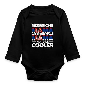 Serbin Serbische Mama Serbien Mutter - Baby Bio-Langarm-Body - Schwarz - Vorne