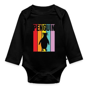Verlorener Pinguin - Baby Bio-Langarm-Body - Schwarz - Vorne