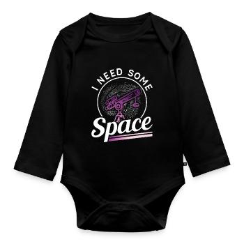 J’ai besoin d’un télescope de l’univers spatial - Body Bébé bio manches longues - noir - Devant