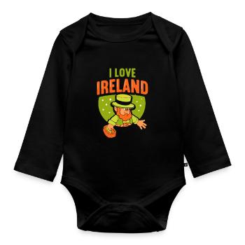 I love Ireland Irish St. Patrick's Day - Organic Longsleeve Baby Bodysuit - black - Front