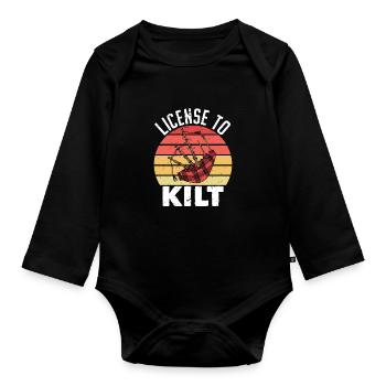 Schottischer Kilt Tracht - Schottenrock Schottland - Baby Bio-Langarm-Body - Schwarz - Vorne