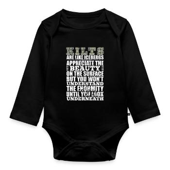Schottischer Kilt Tracht - Schottenrock Schottland - Baby Bio-Langarm-Body - Schwarz - Vorne
