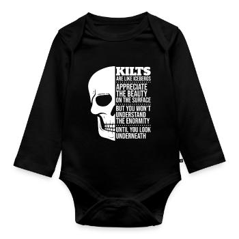 Schottischer Kilt Tracht - Schottenrock Schottland - Baby Bio-Langarm-Body - Schwarz - Vorne