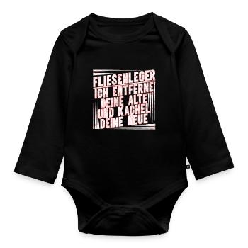 Fliesenleger Fliesen Handwerker - Baby Bio-Langarm-Body - Schwarz - Vorne