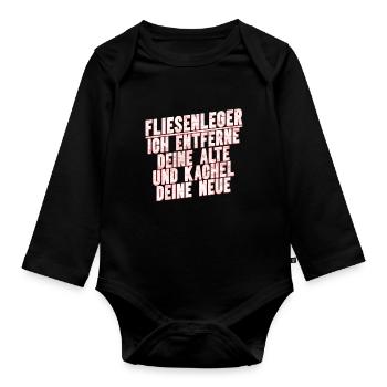 Fliesenleger Fliesen Handwerker - Baby Bio-Langarm-Body - Schwarz - Vorne