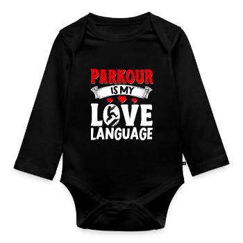 Parkour Freerunning Traceur - Baby Bio-Langarm-Body - Schwarz - Vorne