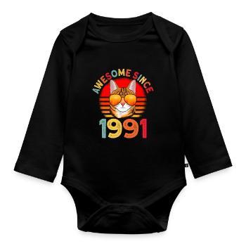 Génial depuis 1991 Cat 31st Birthday Gift - Body Bébé bio manches longues - noir - Devant