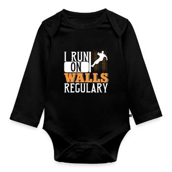 Parkour Freerunning Traceur - Baby Bio-Langarm-Body - Schwarz - Vorne