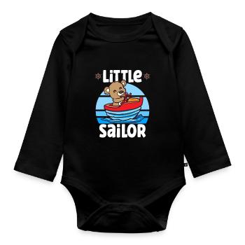 Voilier Voilier Bateau Kid Enfant Yacht Bateau - Body Bébé bio manches longues - noir - Devant