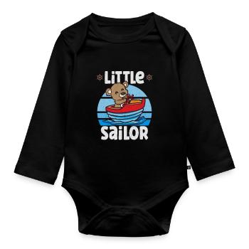 Voilier Voilier Bateau Kid Enfant Yacht Bateau - Body Bébé bio manches longues - noir - Devant