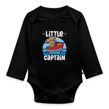 Voilier Voilier Bateau Kid Enfant Yacht Bateau - Body Bébé bio manches longues - noir - Devant