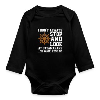 Catamaran lovers - Organic Longsleeve Baby Bodysuit - black - Front