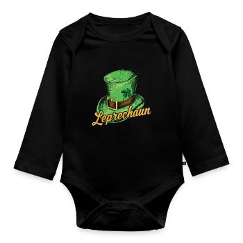 Leprechaun Gobelin Irlandais St Patrick’s Day Irlandais - Body Bébé bio manches longues - noir - Devant