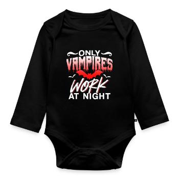 Seuls les vampires travaillent la nuit en disant quart de jour - Body Bébé bio manches longues - noir - Devant