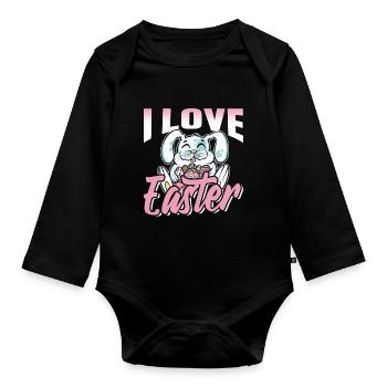 J’adore Easter Easter Easter Easter Egg Lapin de Pâques - Body Bébé bio manches longues - noir - Devant