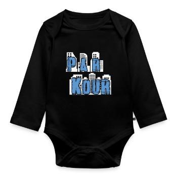Parkour Freerunning Traceur - Baby Bio-Langarm-Body - Schwarz - Vorne