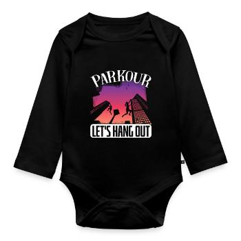 Parkour Freerunning Traceur - Baby Bio-Langarm-Body - Schwarz - Vorne