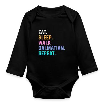 Eat Sleep Walk Dalmatinische Wiederholung - Baby Bio-Langarm-Body - Schwarz - Vorne
