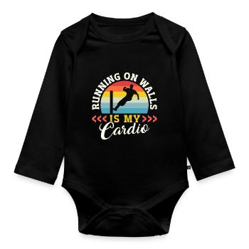 Parkour Freerunning Traceur - Baby Bio-Langarm-Body - Schwarz - Vorne
