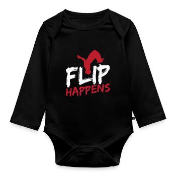 Flip Happens Freerunning Parkour - Organic Longsleeve Baby Bodysuit - black - Front