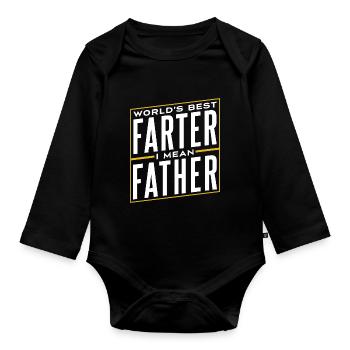 The Best Father in the World Papa Papi Father Day - Organic Longsleeve Baby Bodysuit - black - Front