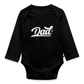 Father Of Two Children Papa Father Day Daddy - Organic Longsleeve Baby Bodysuit - black - Front