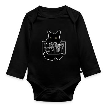 Les mecs aiment les chats trop drôles Cat Lover Cat Dad Cat Ow - Body Bébé bio manches longues - noir - Devant