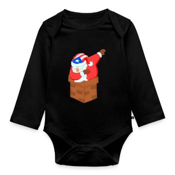 Dabbing Santa Puerto Rican Noël - Body Bébé bio manches longues - noir - Devant