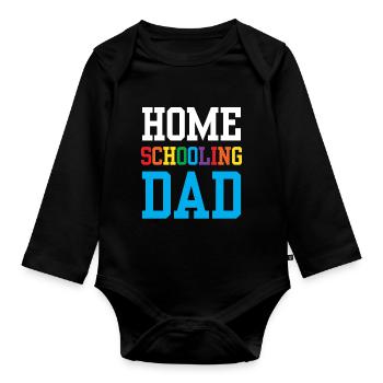 Homeschooling Father Papa Homeschool Father's Day - Organic Longsleeve Baby Bodysuit - black - Front