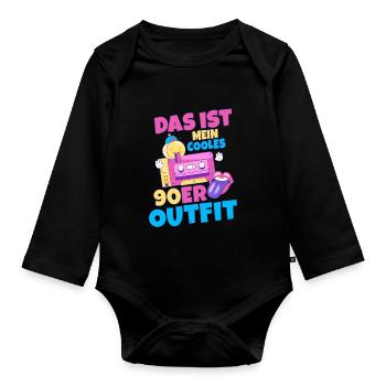 Das ist mein cooles 90er Outfit 90s Boyband Modesü - Baby Bio-Langarm-Body - Schwarz - Vorne