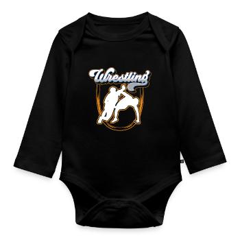 Ringen Ringsport Ringkampf Ringer Wrestler - Baby Bio-Langarm-Body - Schwarz - Vorne