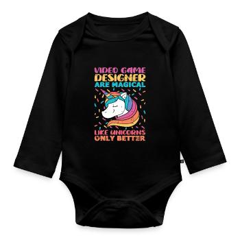 Video Game Designer - Baby Bio-Langarm-Body - Schwarz - Vorne