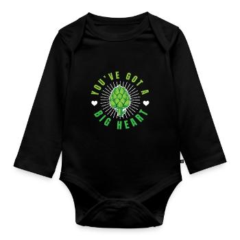 You Have Got A Big Heart Artischocken - Baby Bio-Langarm-Body - Schwarz - Vorne
