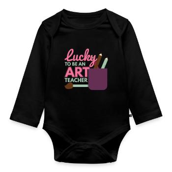 To Be An Art Teacher - Organic Longsleeve Baby Bodysuit - black - Front